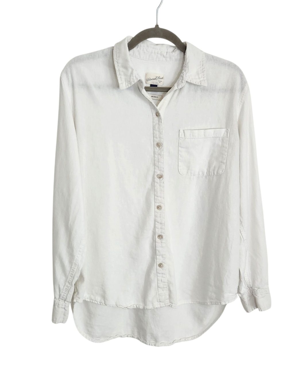 Universal Thread Off White Linen Blend Relaxed Button Down Shirt Size Medium